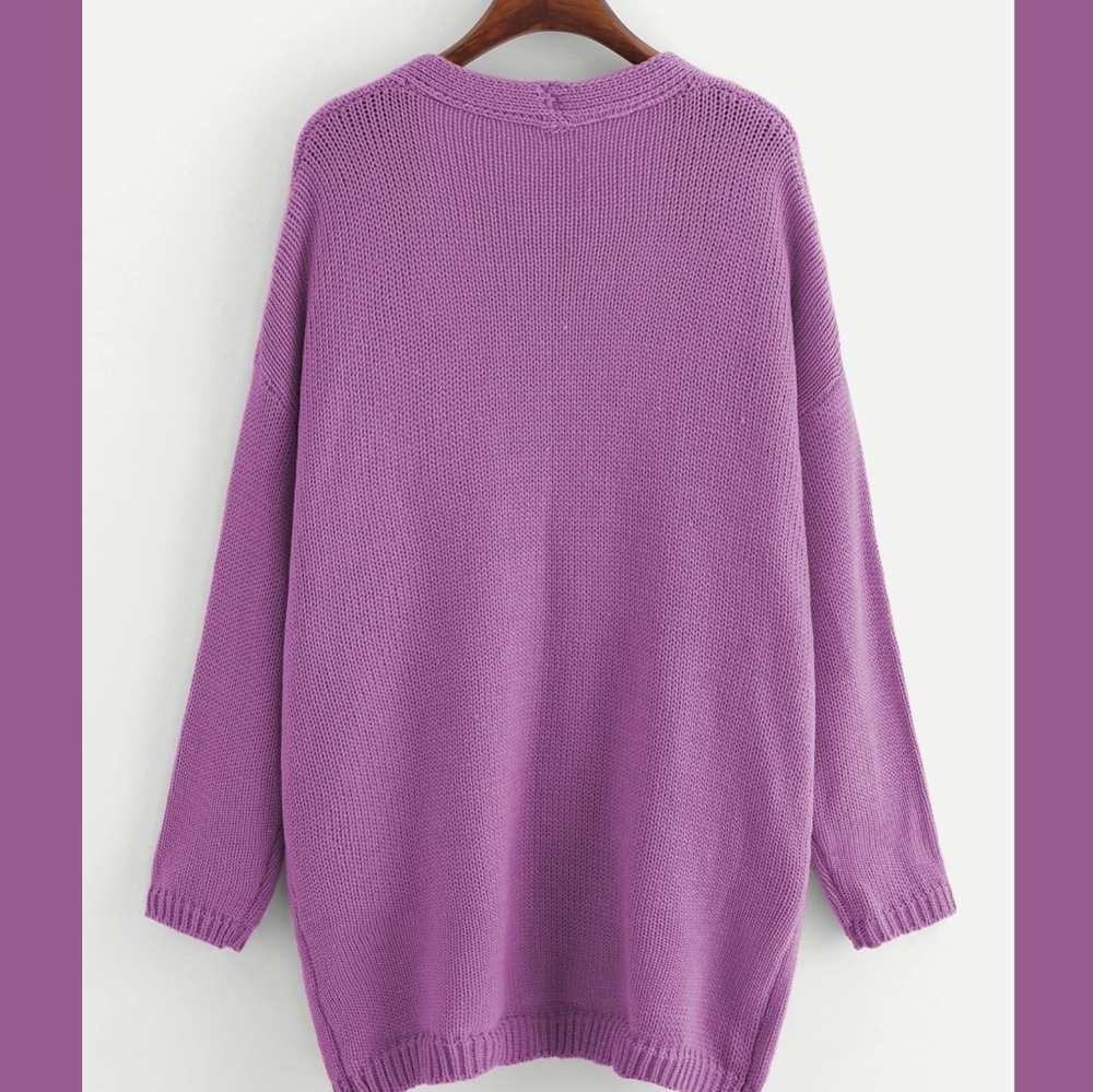SHEIN Lilac Purple Open Cardi Knit Sweater S - Picture 2 of 8